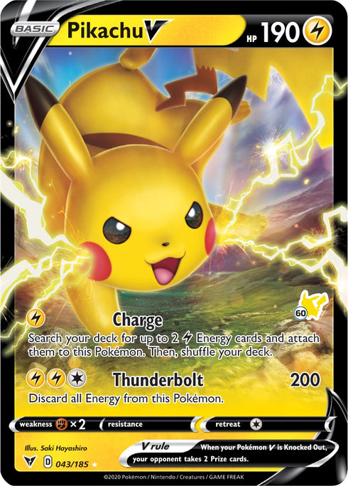 Pikachu V - 043/185 (#60 Pikachu Stamped)