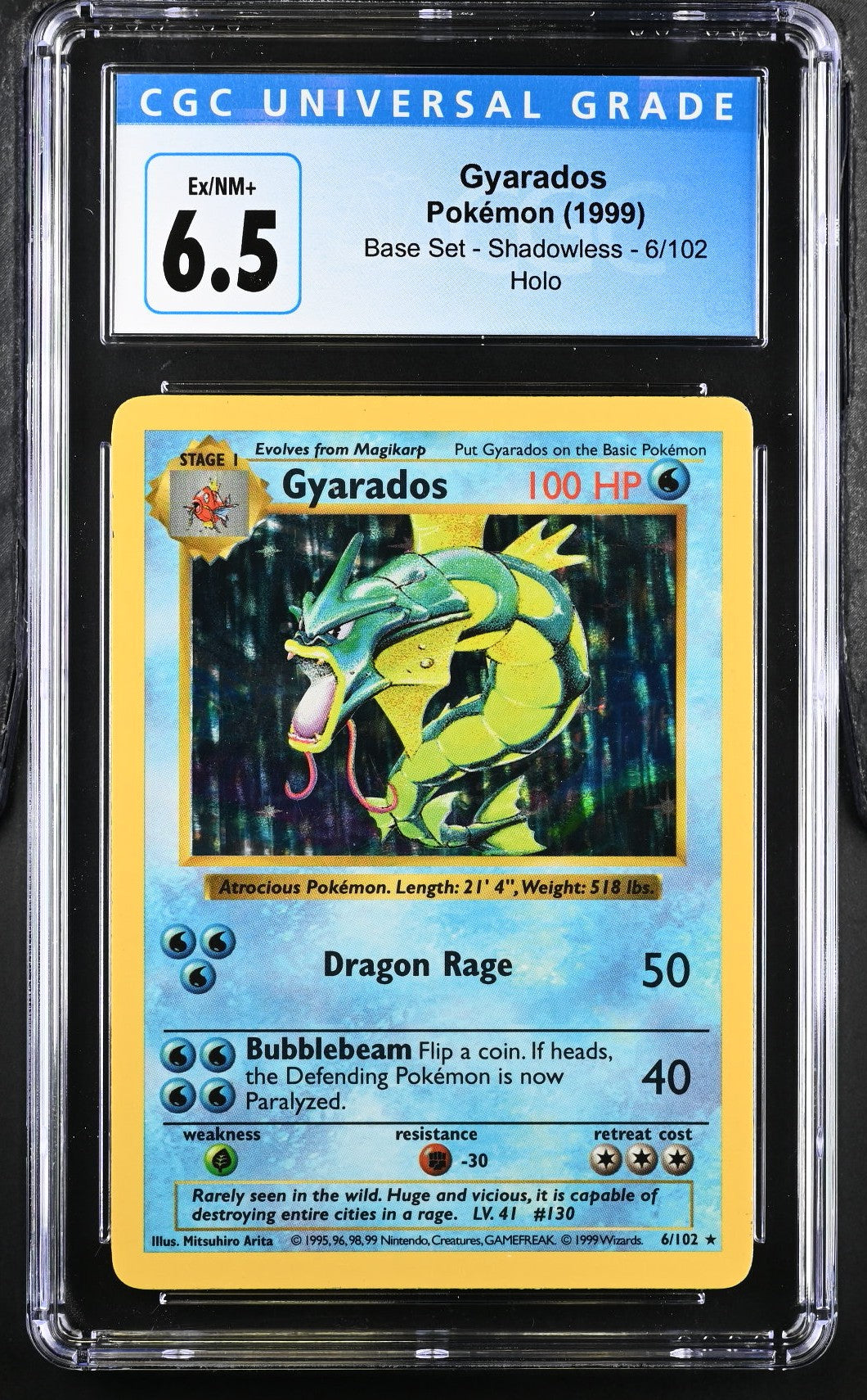 [CGC 6.5] BASE SET 6/102 GYARADOS SHADOWLESS #3901776066