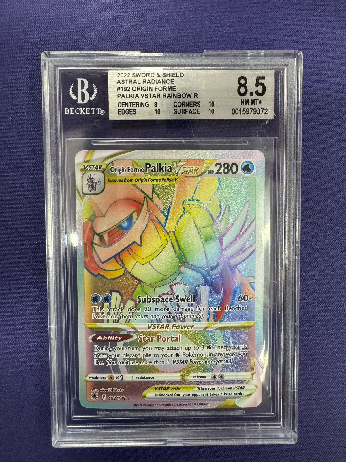 [BGS 8.5] Origin Forme Palkia VSTAR RAINBOW 192/189