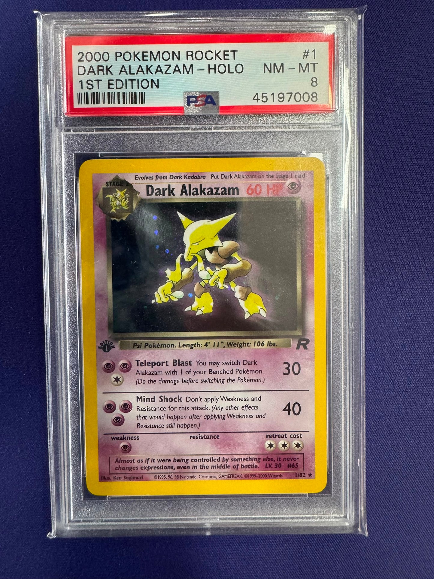 [PSA 8 ] #1/82 DARK ALAKAZAM-HOLO 1ST EDITION #45197008