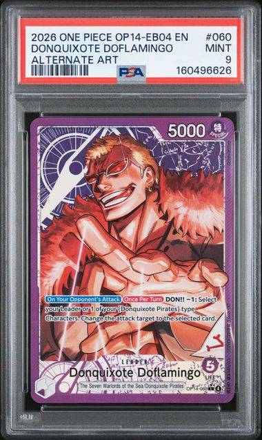 [PSA 9] OP14-EB04-THE AZURE SEA'S SEVEN #060 DONQUIXOTE DOFLAMINGO ALTERNATE ART #160496626